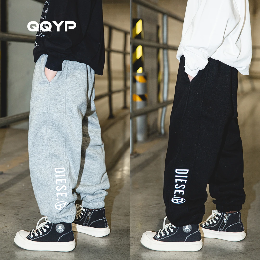 男童加绒运动裤冬季新款中大童韩版洋气字母加厚裤子儿童长裤