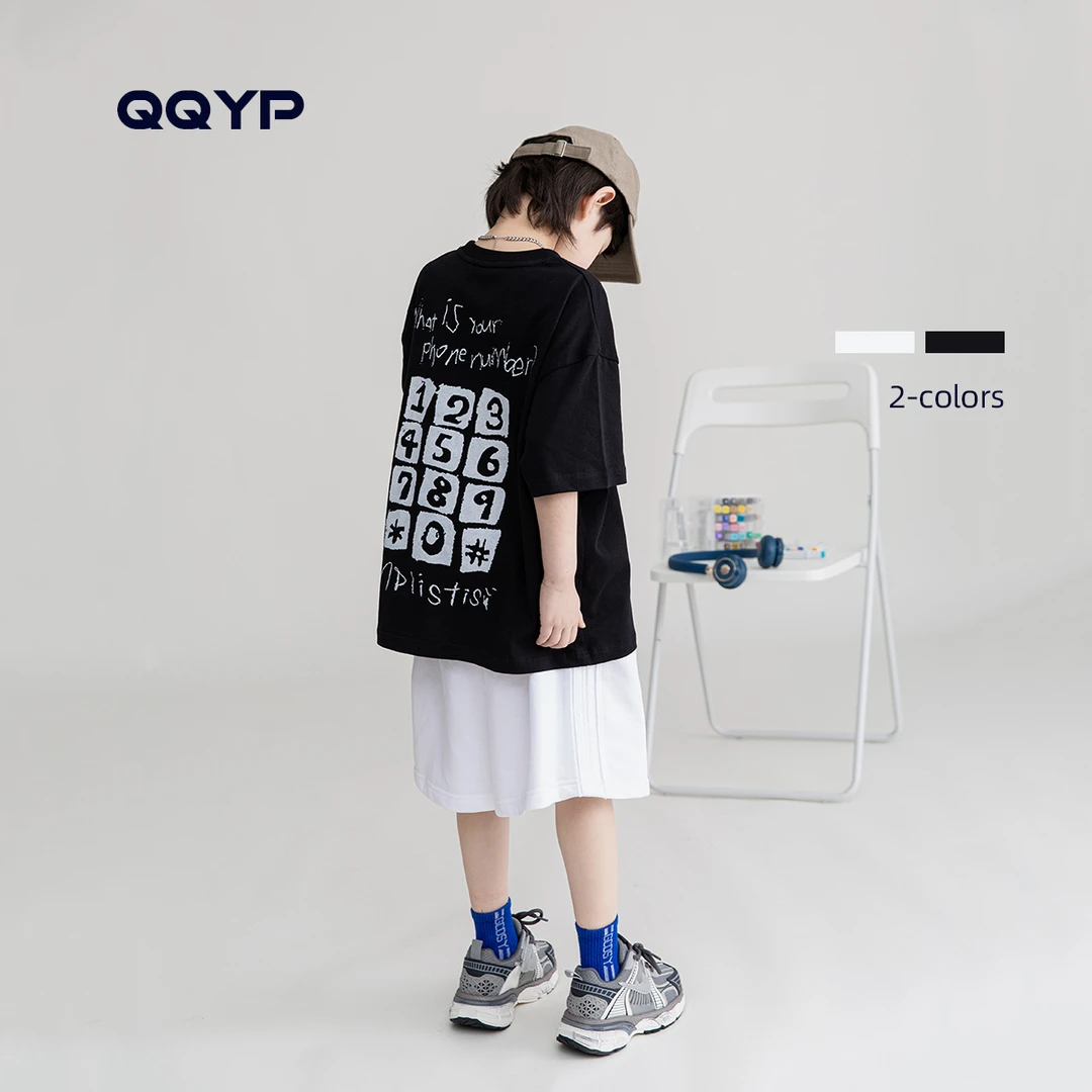 男童短袖T恤2024夏装新款儿童宽松韩版半袖上衣中大童潮酷上衣薄