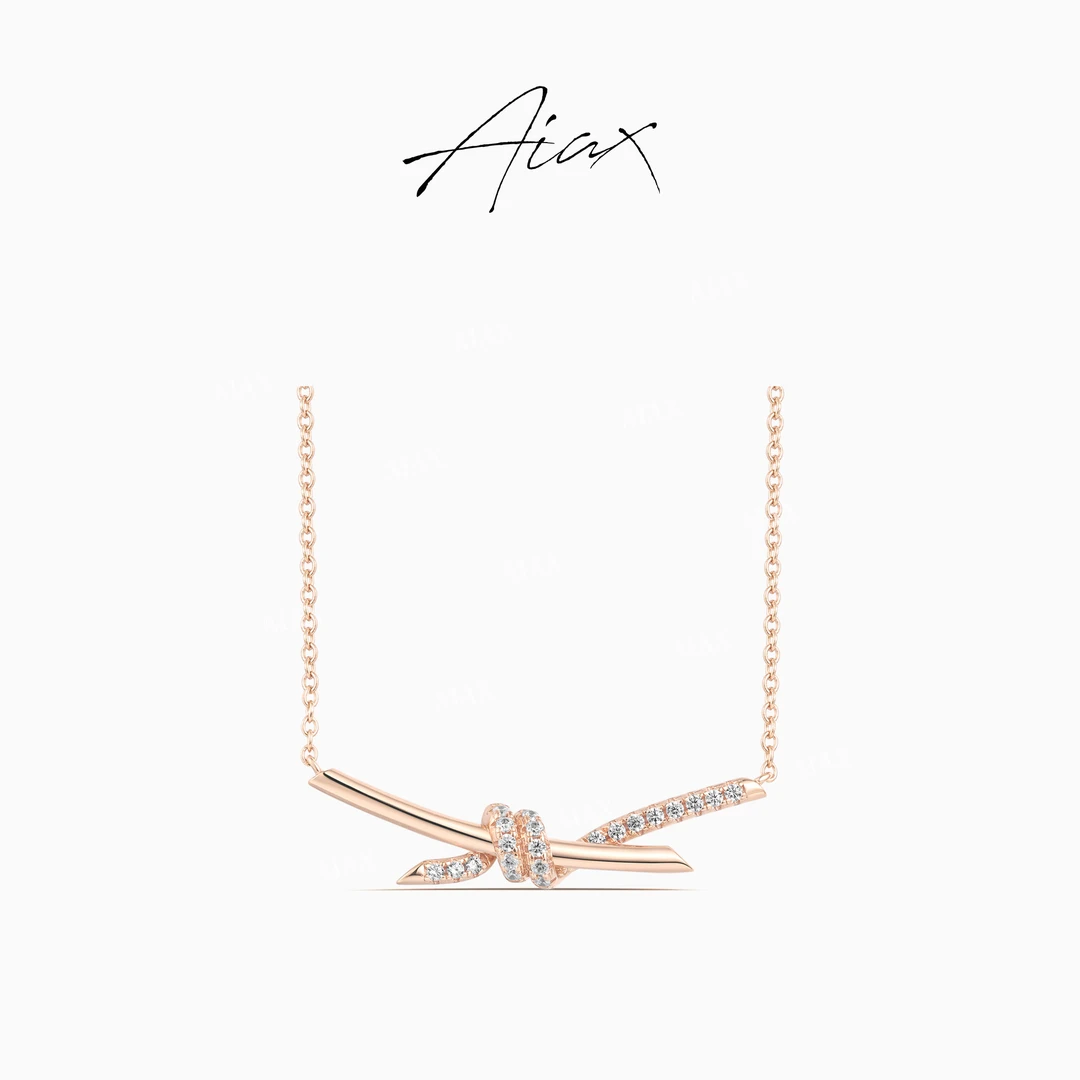 AIAX 925银 流光风 时尚简约韩版轻奢精致立体绳结项链TSJ9371