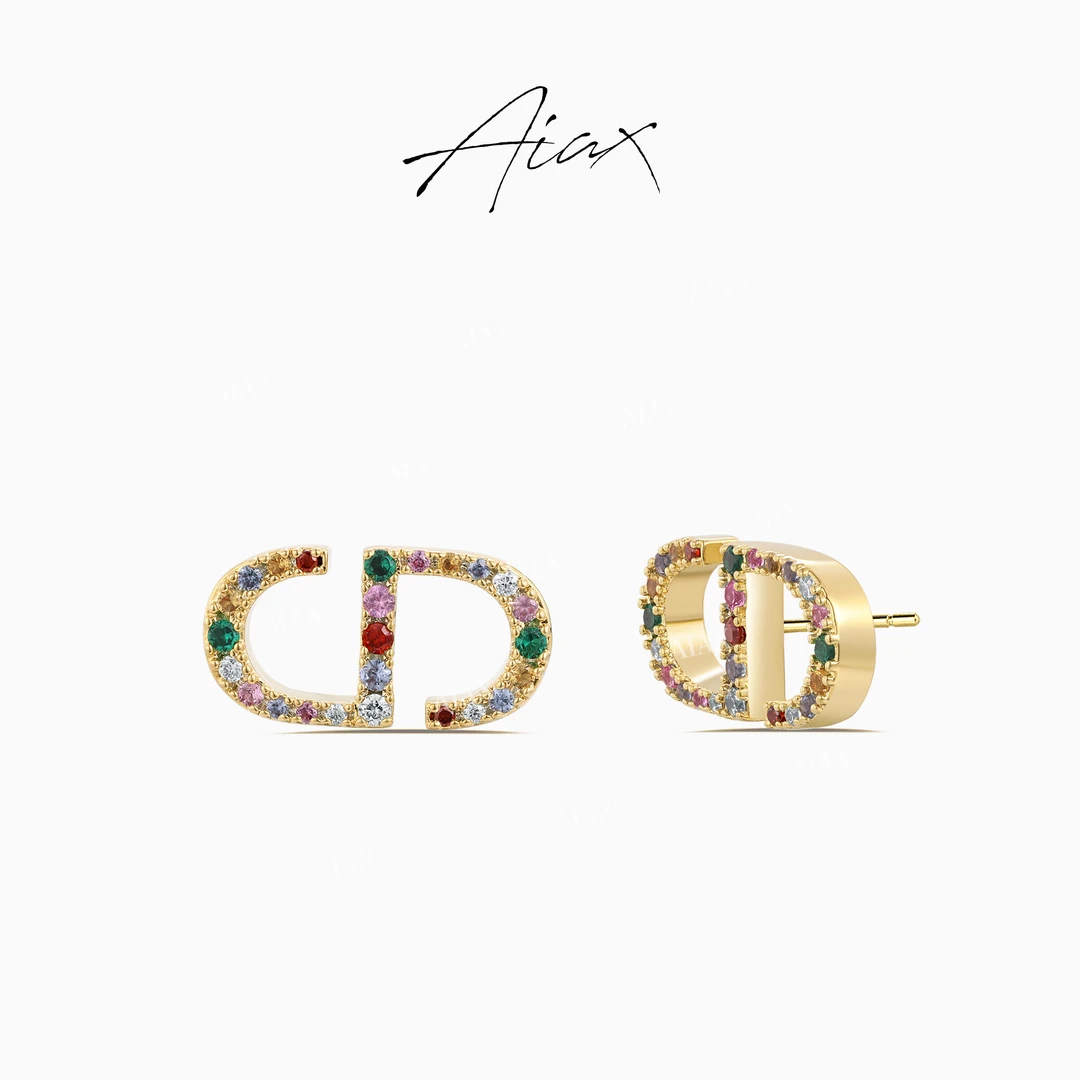 AIAX 流光风 法式百搭简约甜美百搭时尚感字母设计耳环TSL1049