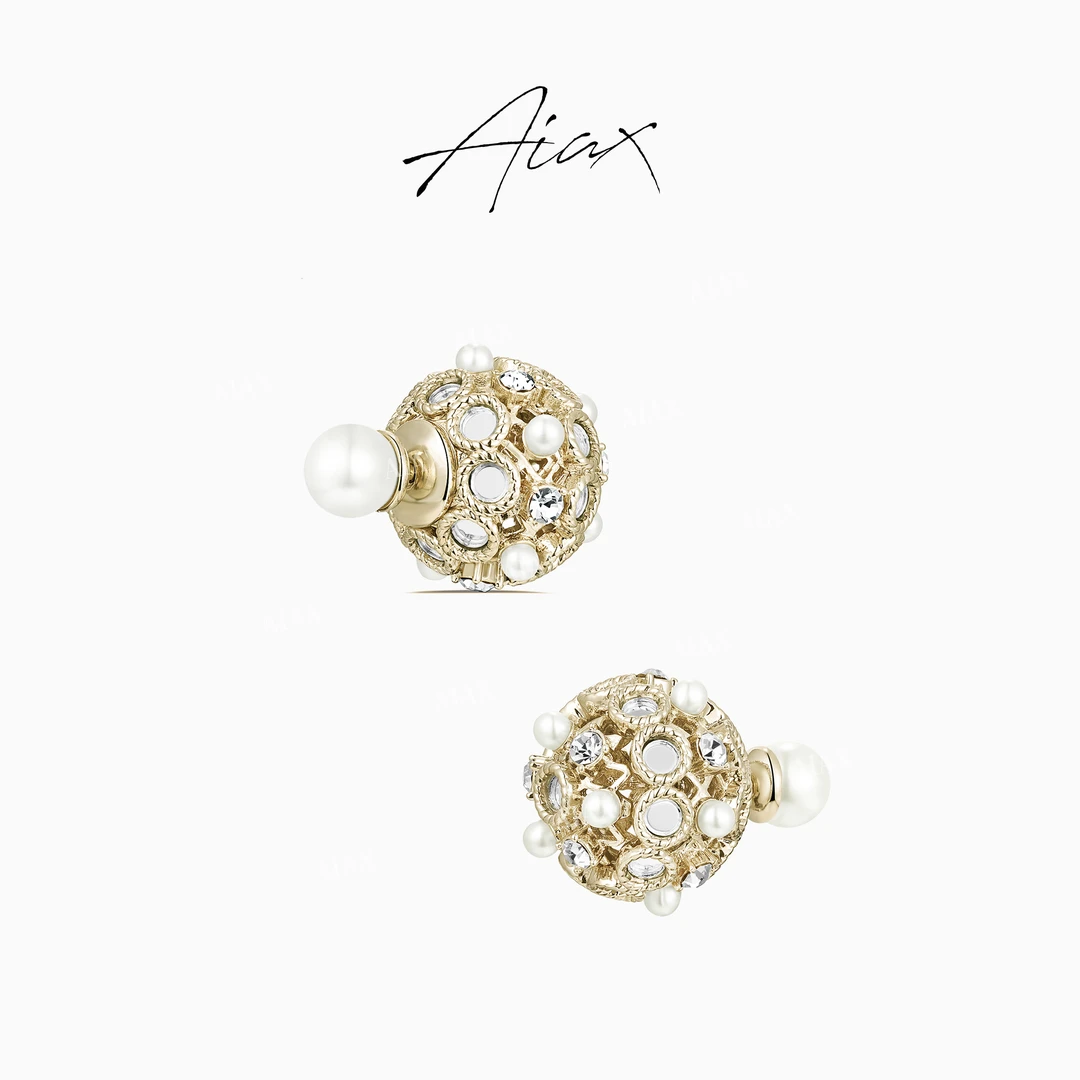 AIAX 流光风【1988】闪亮两戴圆形珠珠法式耳环TSL1117