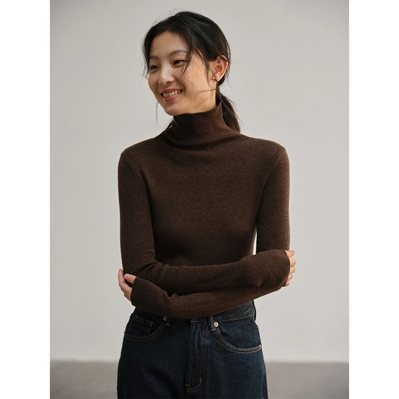 【半岛云朵】修身针织衫冬季保暖显瘦套头高领绵羊毛长袖内搭1452