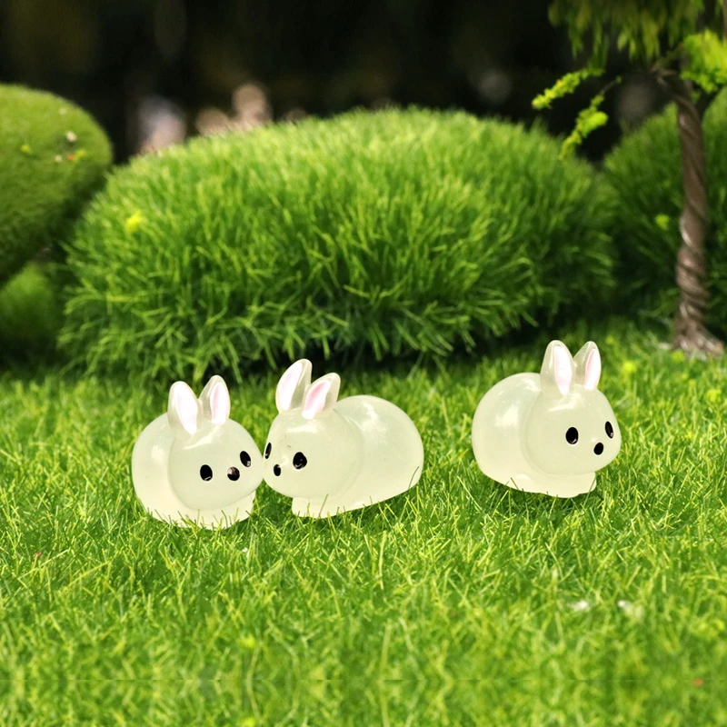 点砚可爱夜光小兔子荧光卡通玩偶公仔创意微景观盆栽多肉饰品