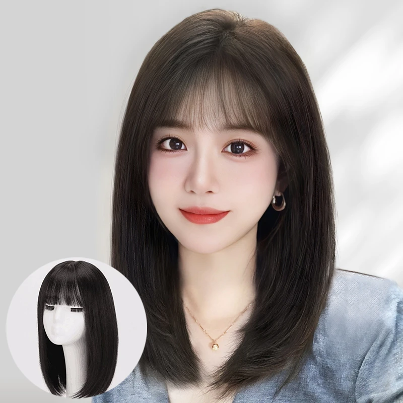 真发锁骨发全头套女透气自然全真发递针分缝无痕可扎假发套长直发