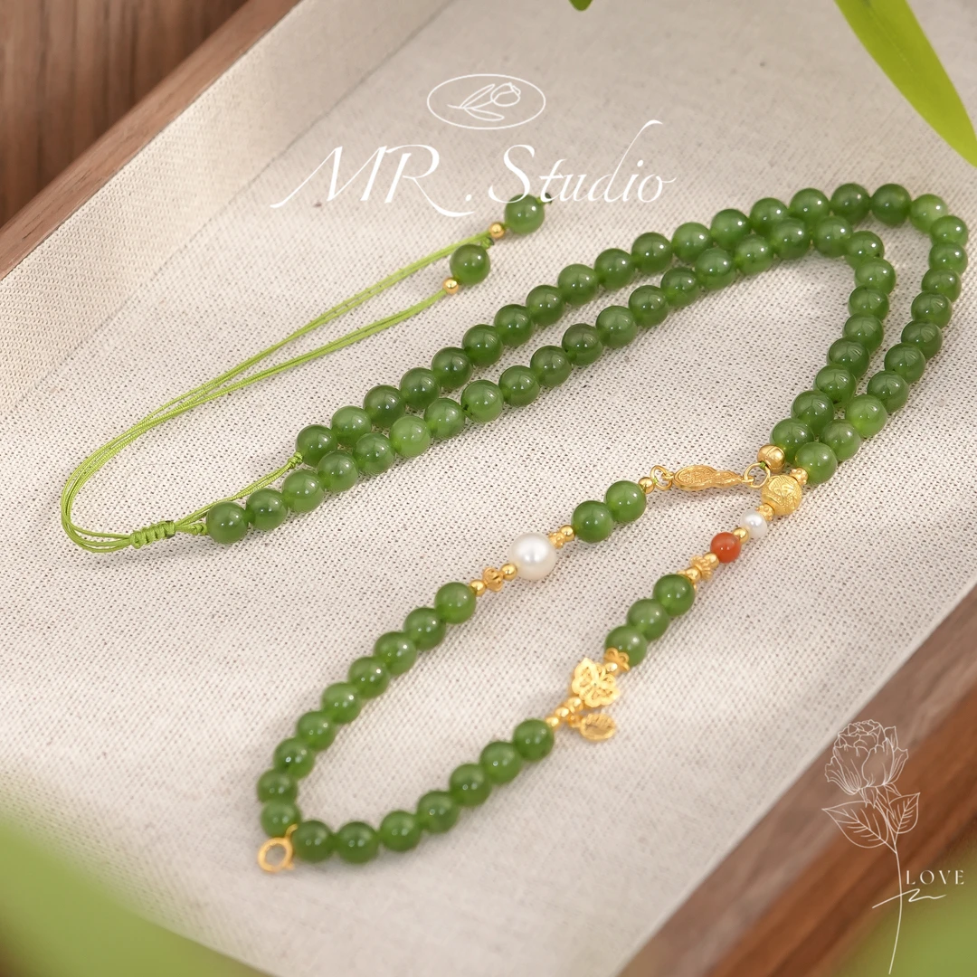 木润【碧玉】S925银天然和田玉碧玉项链