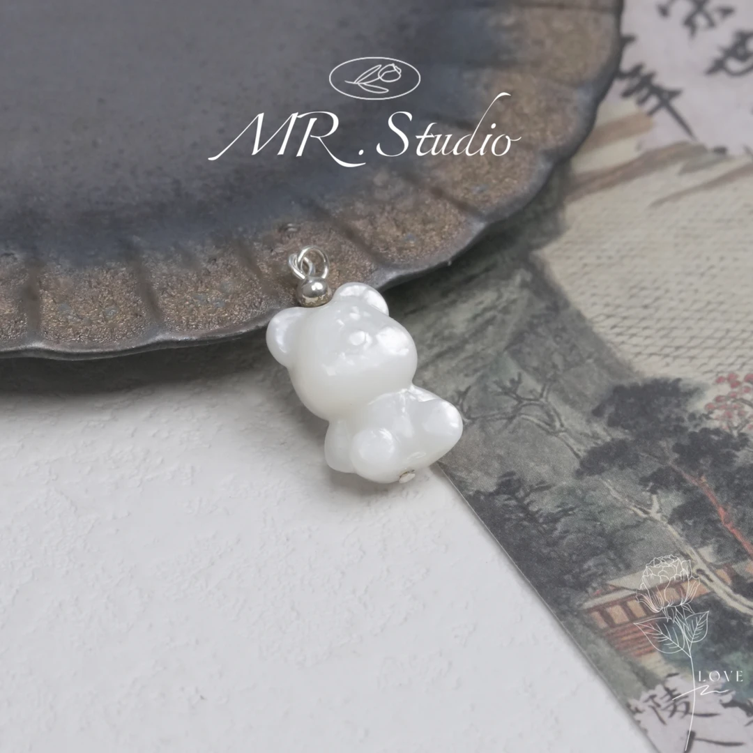 木润【小熊】S925银天然蝶贝小熊吊坠