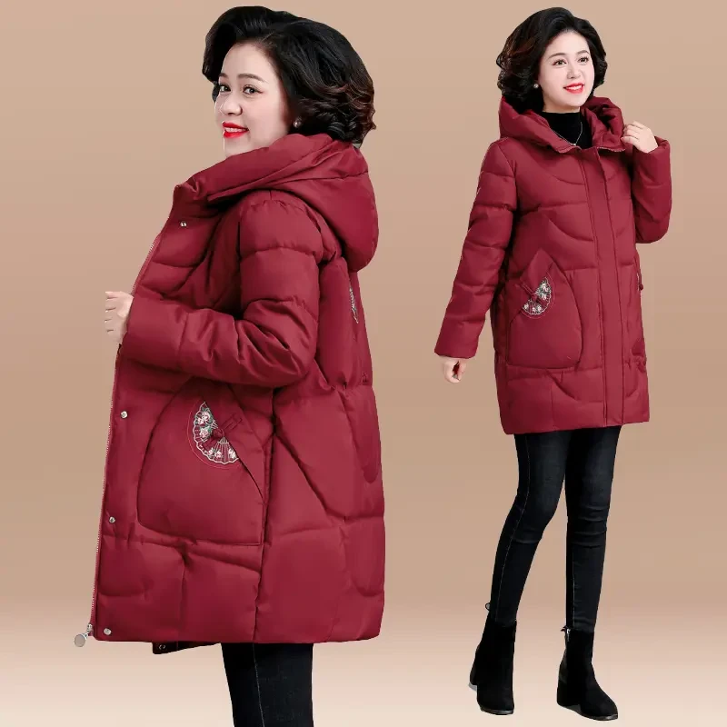 气质洋气本命年妈妈棉服装高级中国红大气喜庆高贵时尚中老年棉袄