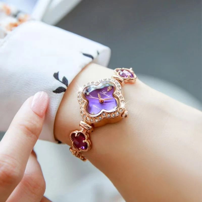 BDH新款紫色四叶草小表盘高颜值经典气质简约女士腕表