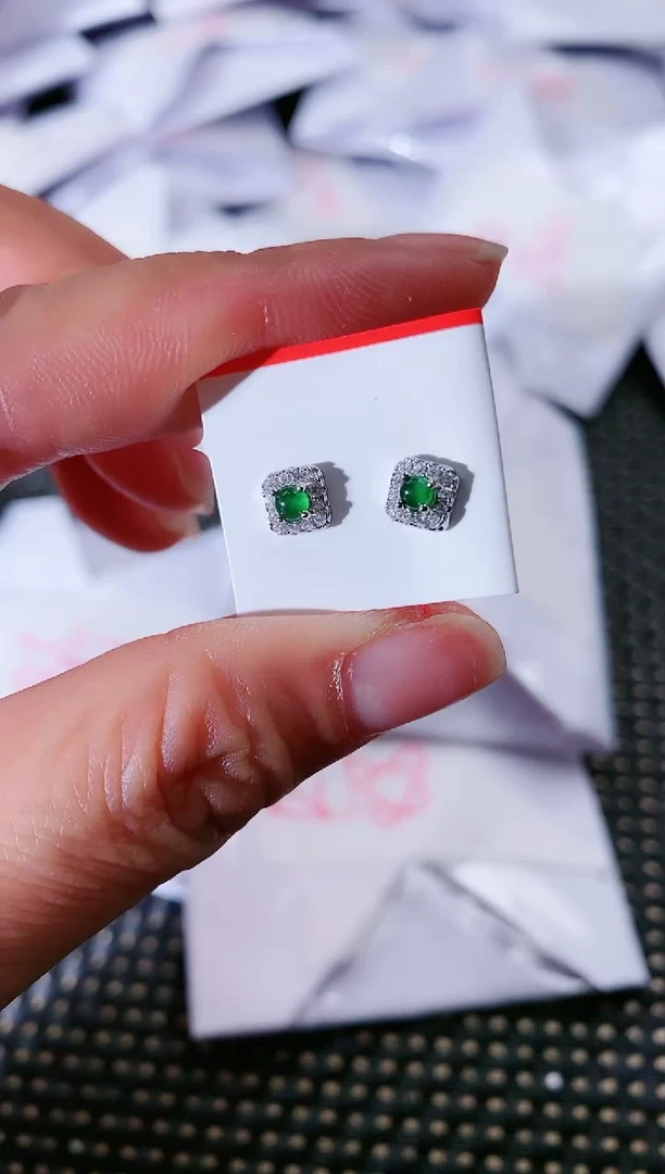 【闪购商品】翡翠耳饰银S925镶嵌278