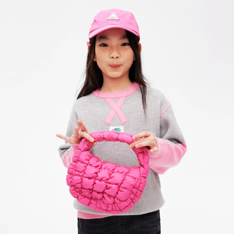 gxgkids童装儿童毛衫女童洋气撞色拼接保暖舒适圆领毛衣