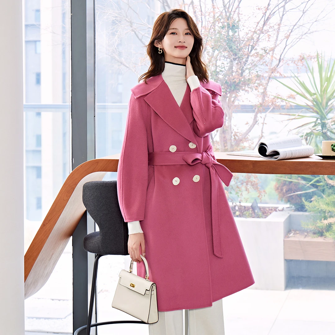 【达人专属】双面呢翻领长袖大衣