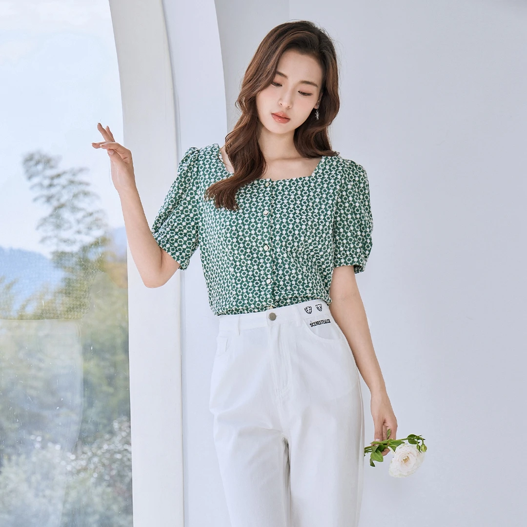 【达人专属】气质宽松短袖纯棉衬衫J766526