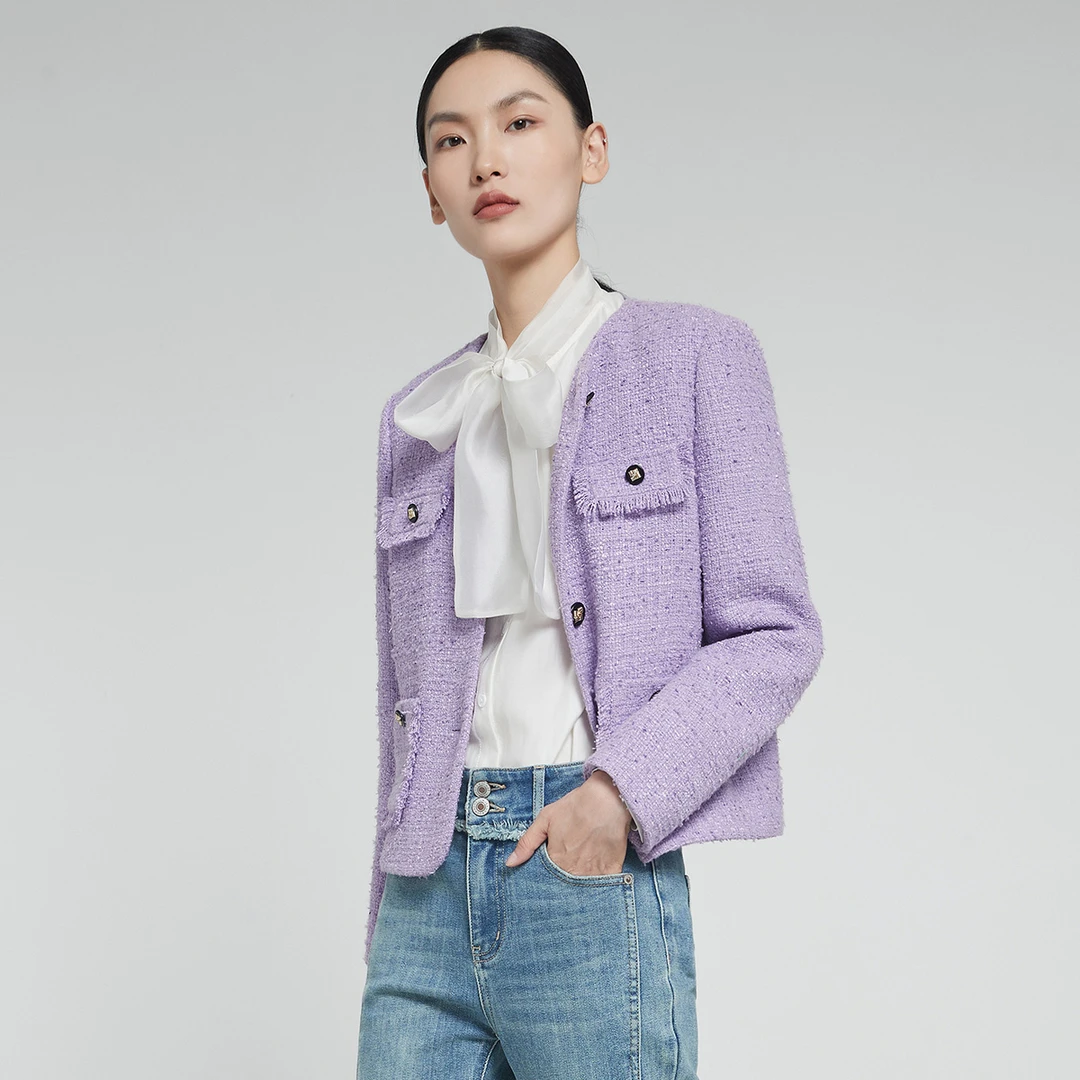 【达人专属】2024秋季新款短款上衣女气质名媛肌理感小香风外套