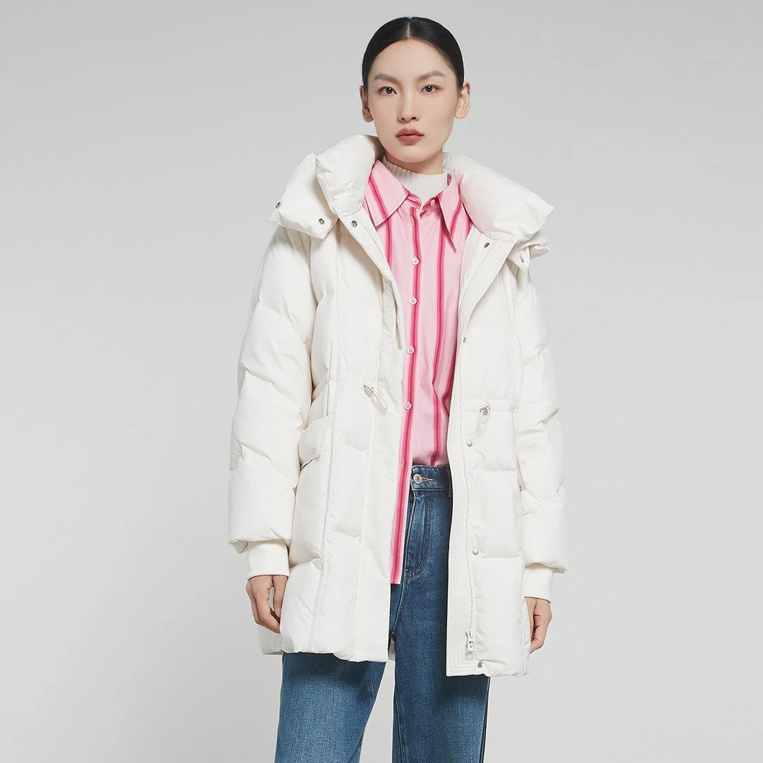 迪卡轩连帽羽绒服女装冬季小个子2024新中长款百搭外套