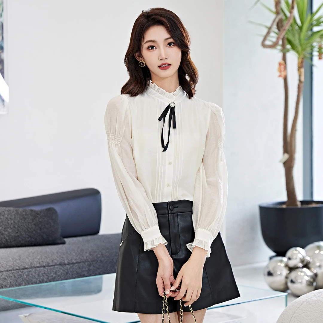 【达人专属】衬衫2024新款女高级感轻奢通勤穿的女雪纺白上衣