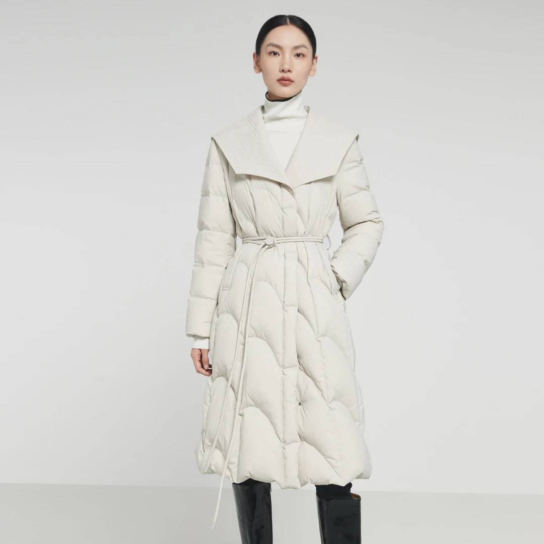 长款羽绒服女冬季加厚过膝2024新鸭绒大翻领外套设计感上衣