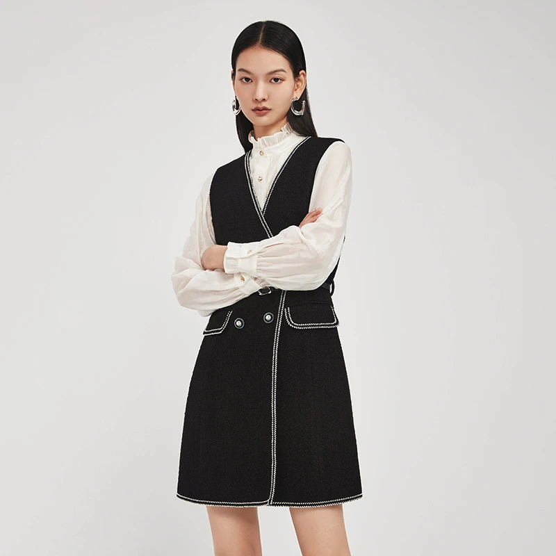 秋冬无袖连衣裙高端女裙子