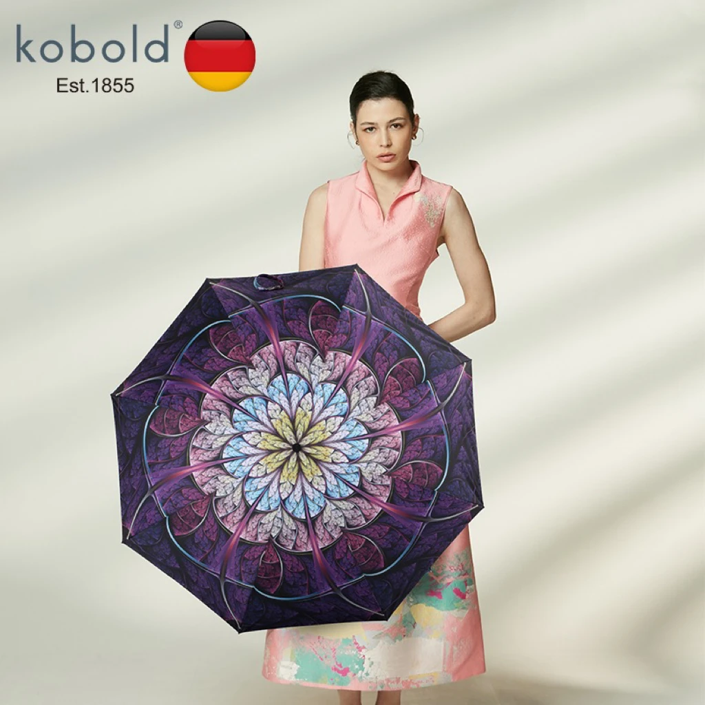 kobold德国双层遮阳伞复古风高颜值印花防紫外线晴雨两用降温