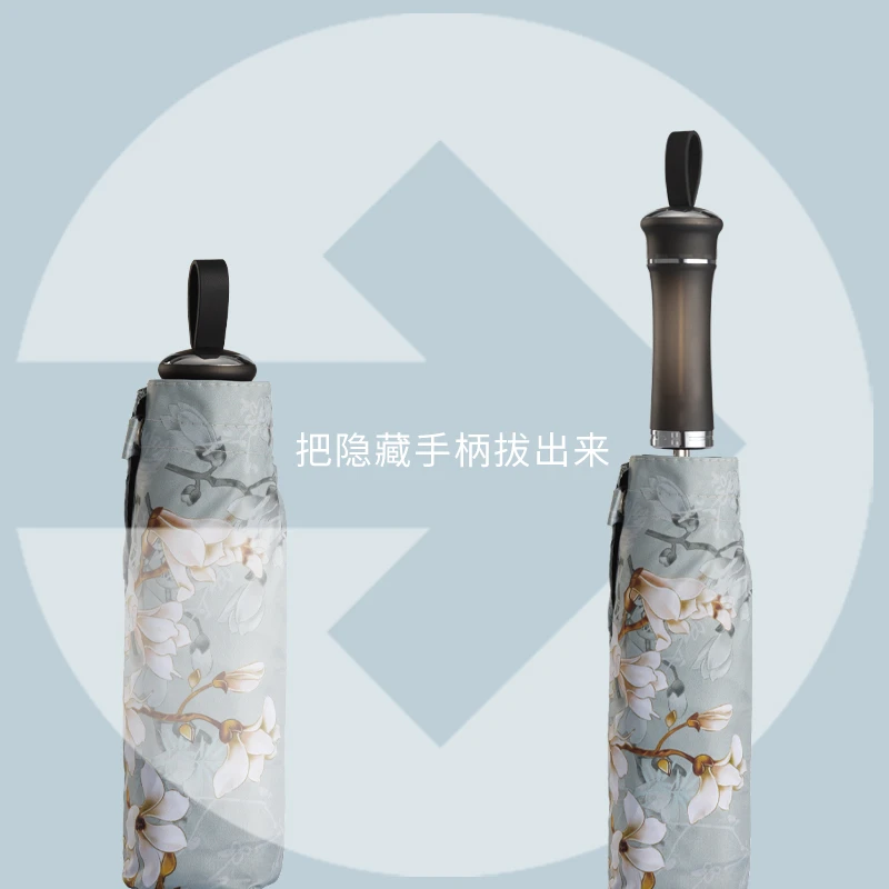 卡布德德国黑胶晴雨伞典雅印花防紫外线晴雨两用小巧遮阳雨伞