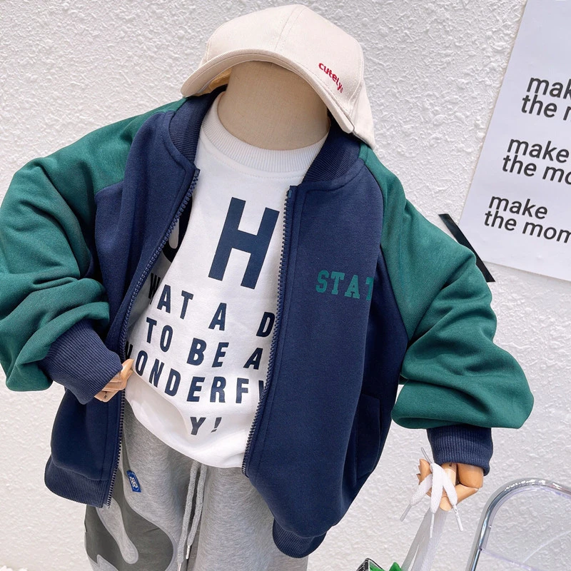 儿童春秋装男童夹克外套2025新款中大童卫衣棒球服潮加绒男孩开衫