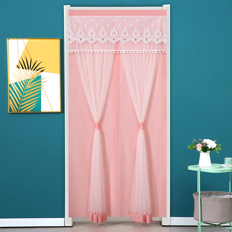 卫生间门帘家用客厅防蚊遮光长帘免打孔门帘布隔断帘厕所长款