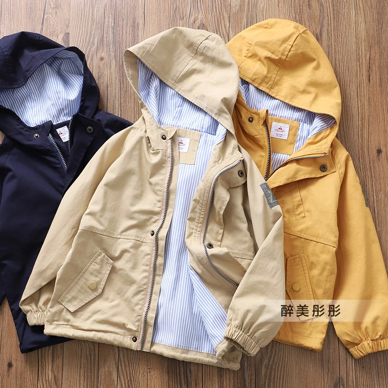 里外全棉风衣双层~儿童春秋连帽大童~宝宝中长款外套外贸童装