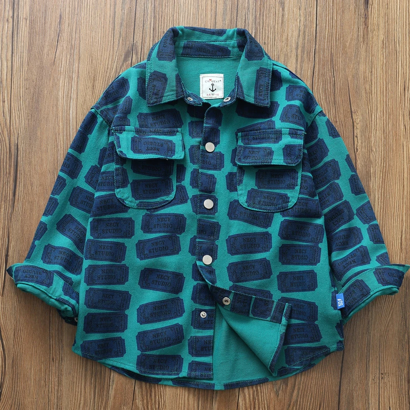 男童有型春秋牛仔衬衫棉~儿童宝宝新款小外套上衣童装中大童洋气