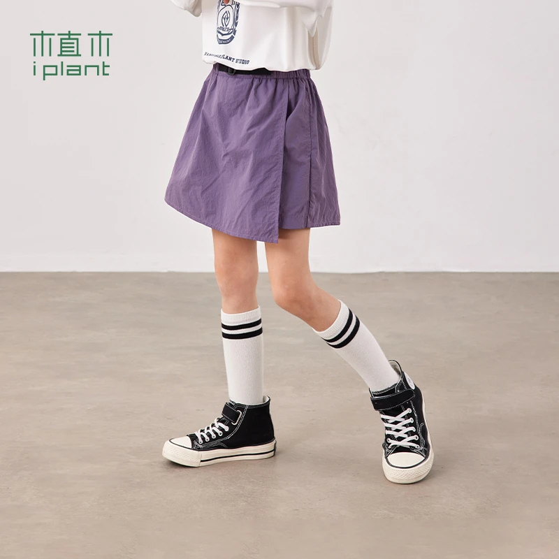 植木童装户外透气A字运动女童裙裤中大童2024春装新款儿童短裙裤