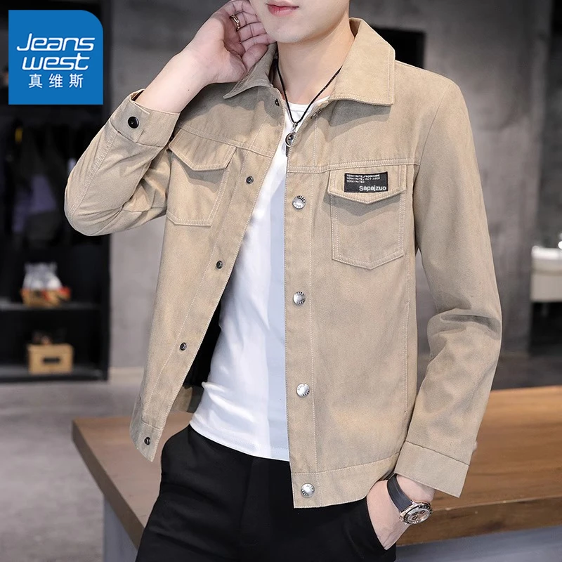 真维斯男士夹克秋冬季休闲百搭舒适帅气上衣服修身灯芯绒外套男款