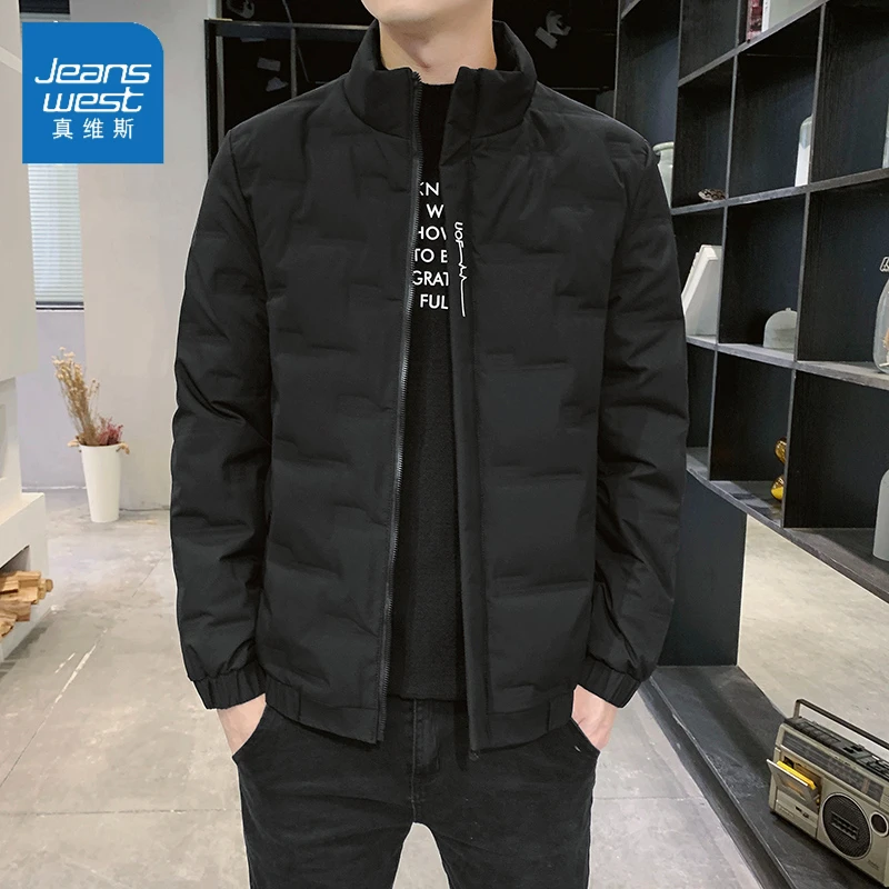 Jeanswest/真维斯2024冬季新款休闲轻薄鸭绒加厚立领保暖羽绒服男