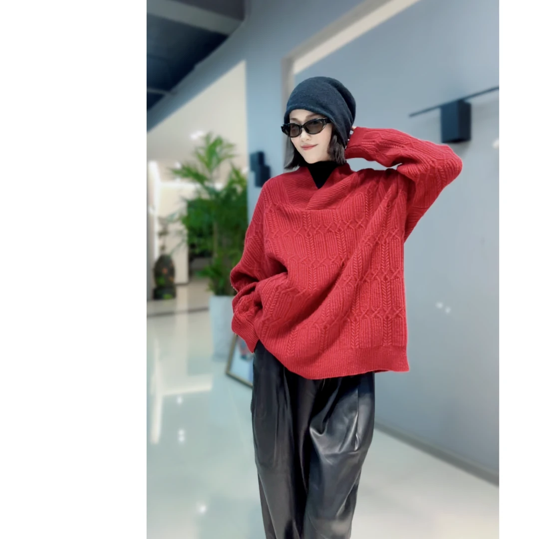 安然【阿兰花全羊毛】2024冬季新款爆款设计高级减龄时尚女装3336