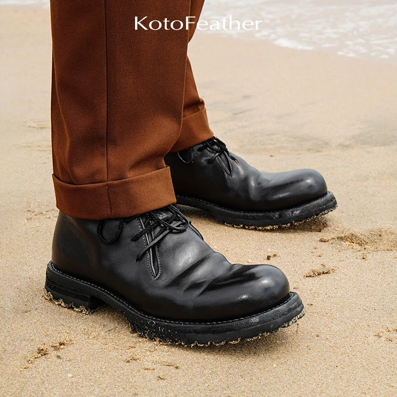 KotoFeather 高端马皮沙漠靴男士休闲舒适靴筒复古正装百搭男鞋潮
