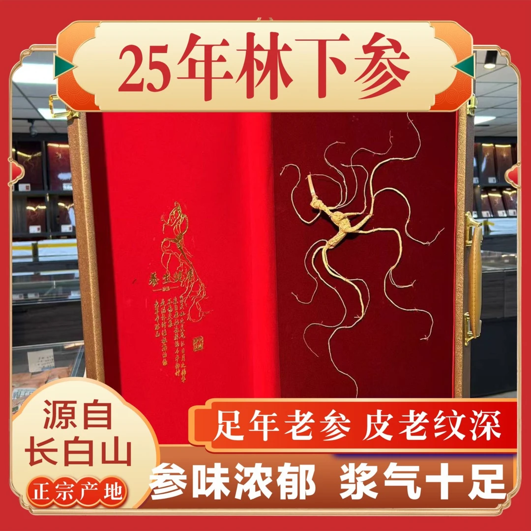 25年精品深山自然种植营养山参单只装北检林下参带礼盒