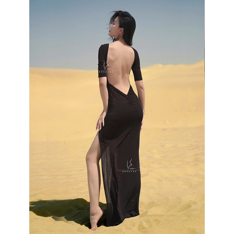 蕾莉秀李晶晶肚皮舞蹈演出表演服装2023新款旗袍queen性感舞蹈服