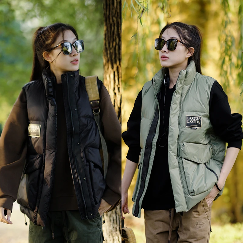 【部落男装】17198潮流工装百搭简约套头羽绒马甲外套过冬不愁羽绒