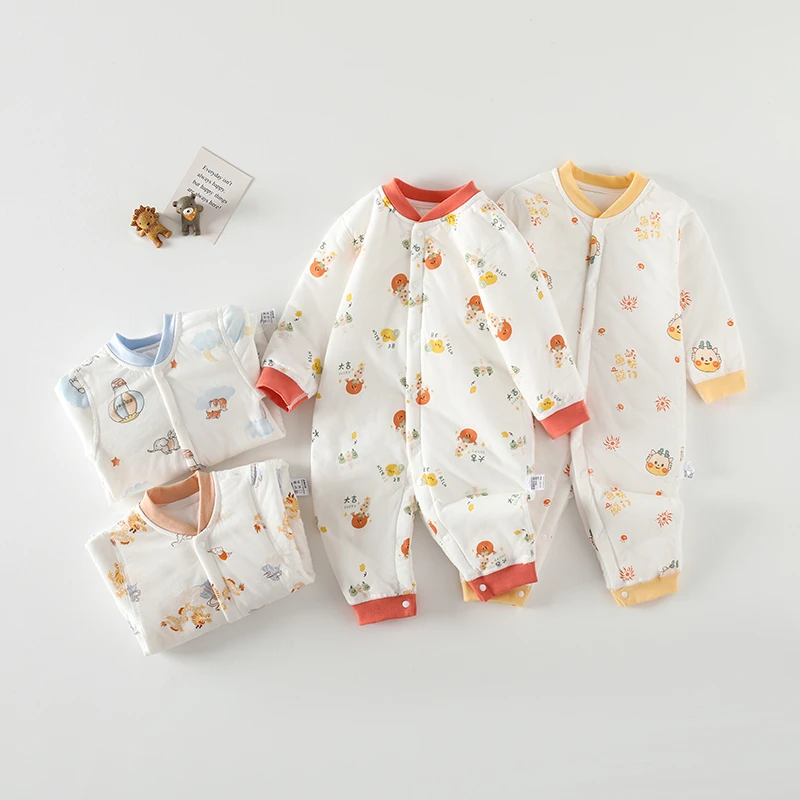 40g棉婴儿连体衣宝宝衣服无骨哈衣薄棉中厚爬服纯棉婴儿连体衣