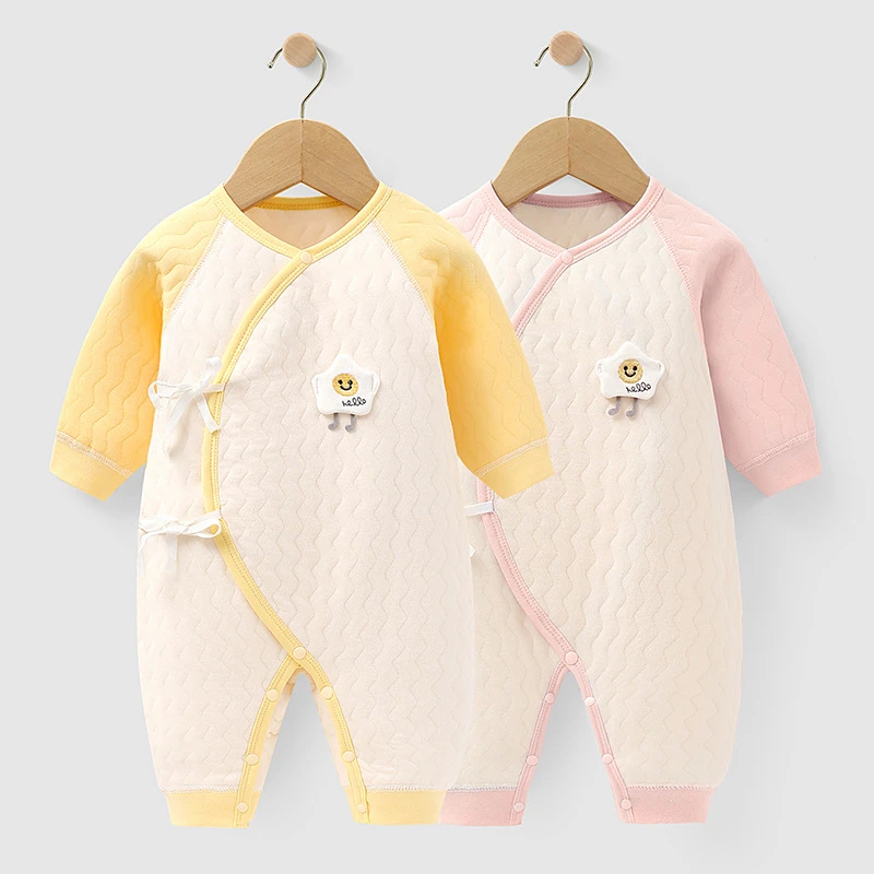 秋冬新品新生儿衣服纯棉连体衣初生宝宝保暖内衣加厚婴儿爬服哈衣