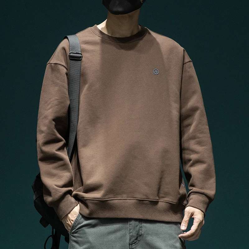 抓毛加绒440g重磅卫衣男圆领秋冬款宽松大码长袖T恤休闲百搭外套