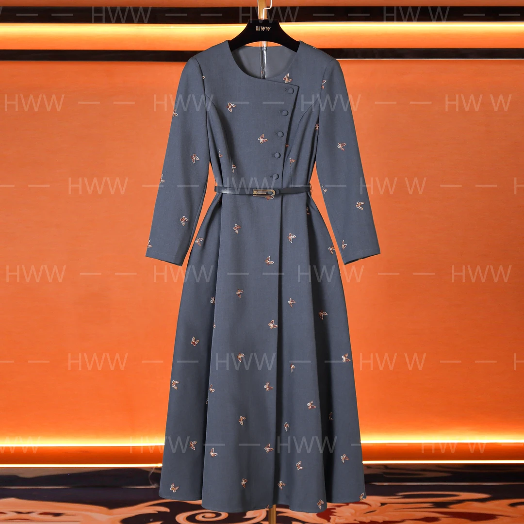 HWW轻奢设计师女装连衣裙优雅气质修身时尚收腰连衣裙DHZFF404349