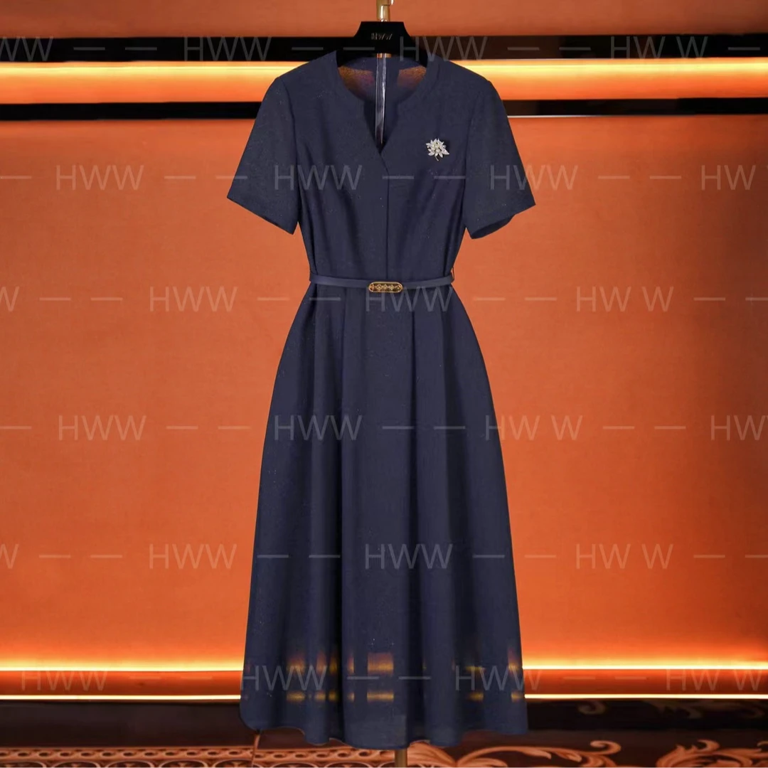 HWW轻奢设计师女装优雅气质修身时尚收腰连衣裙DHZFF402088