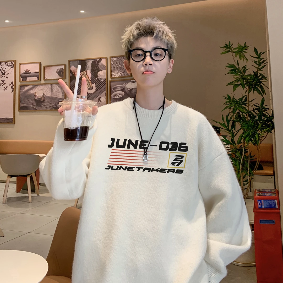 机车风慵懒毛衣针织衫男秋冬oversize百搭街头潮牌松弛感内搭线衣