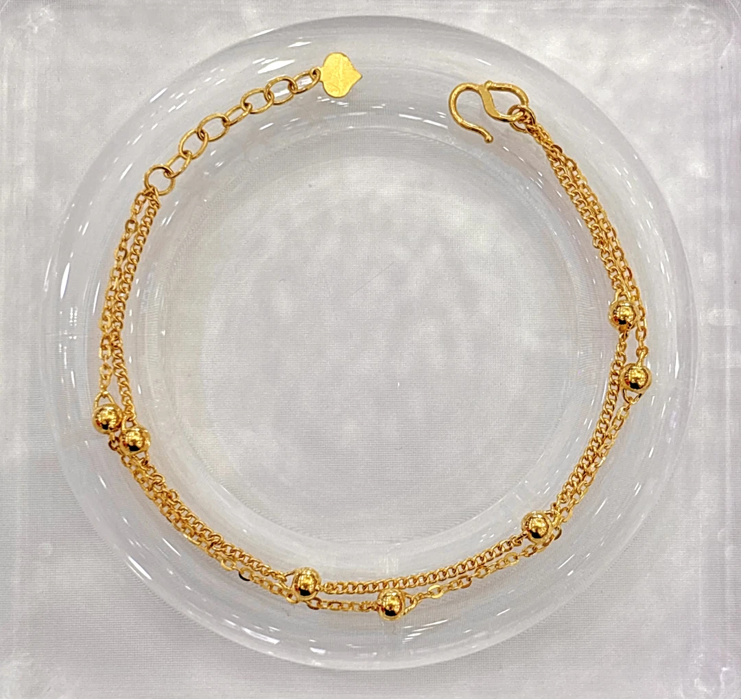 足金时尚百搭双层珠珠手链5.06g