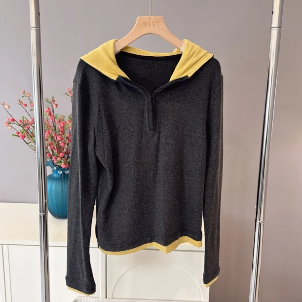 【伟伟专属】黑灰拼色 连帽套头卫衣