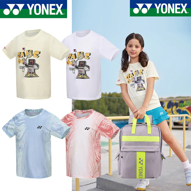 YONEX/尤尼克斯25年儿童羽毛球服学生运动T恤短袖休闲透气半袖