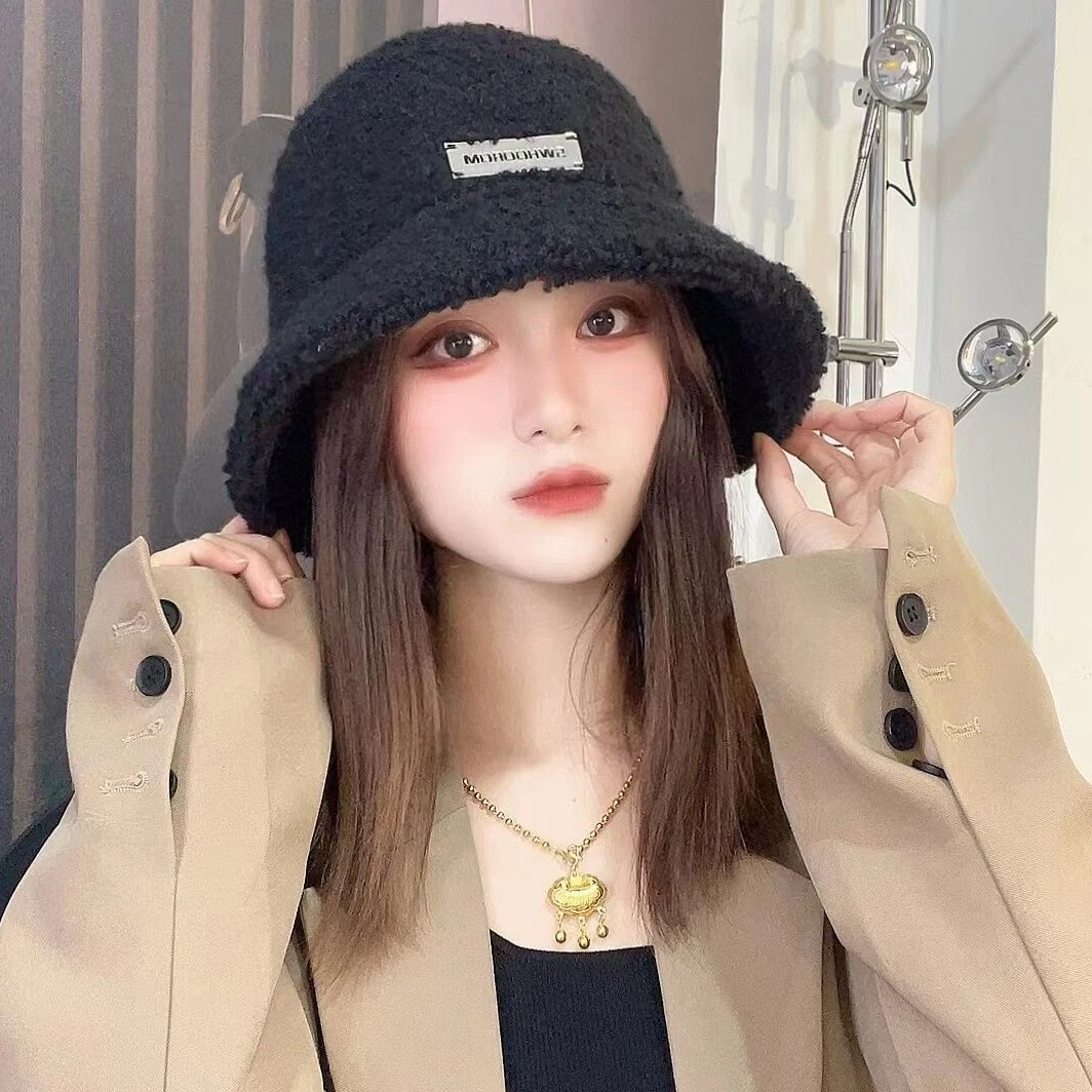 店主自留秋冬小标洋气渔夫帽显脸小修饰脸小大头保暖帽子百搭盆帽