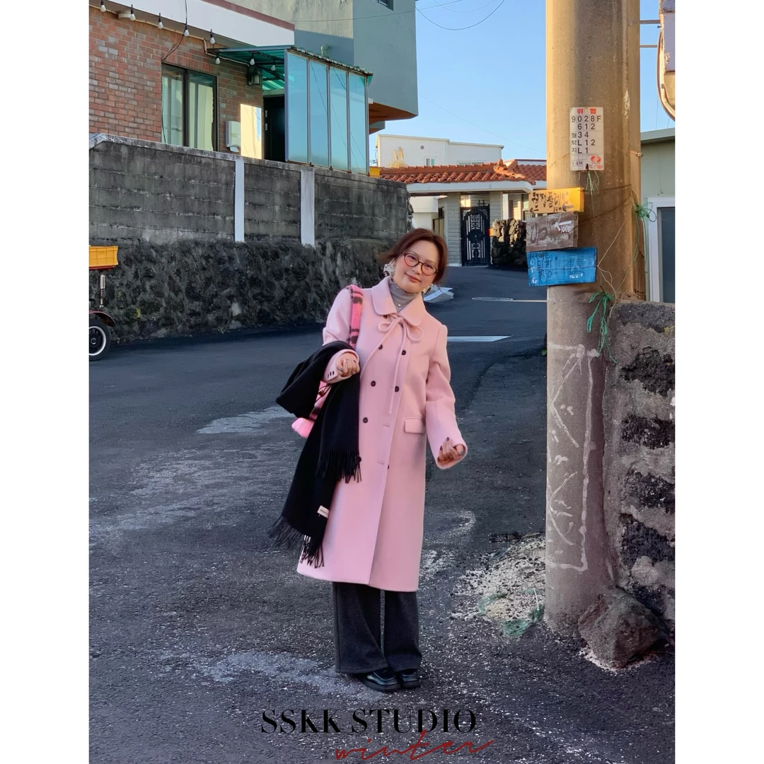 KMZY/KMZY山_山【赫本大衣】微胖mm韩风娃娃领秋冬高级感长款呢大衣