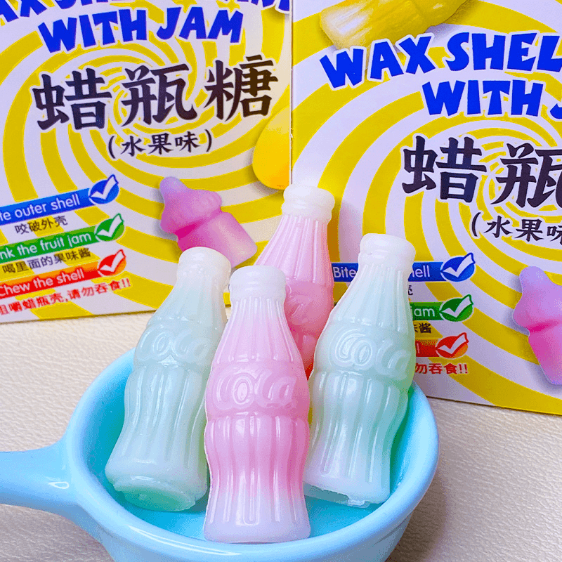 果味蜡瓶糖网红零食夹心好玩爆浆网红同款蜂蜡咀嚼腊可食用蜂蜡糖