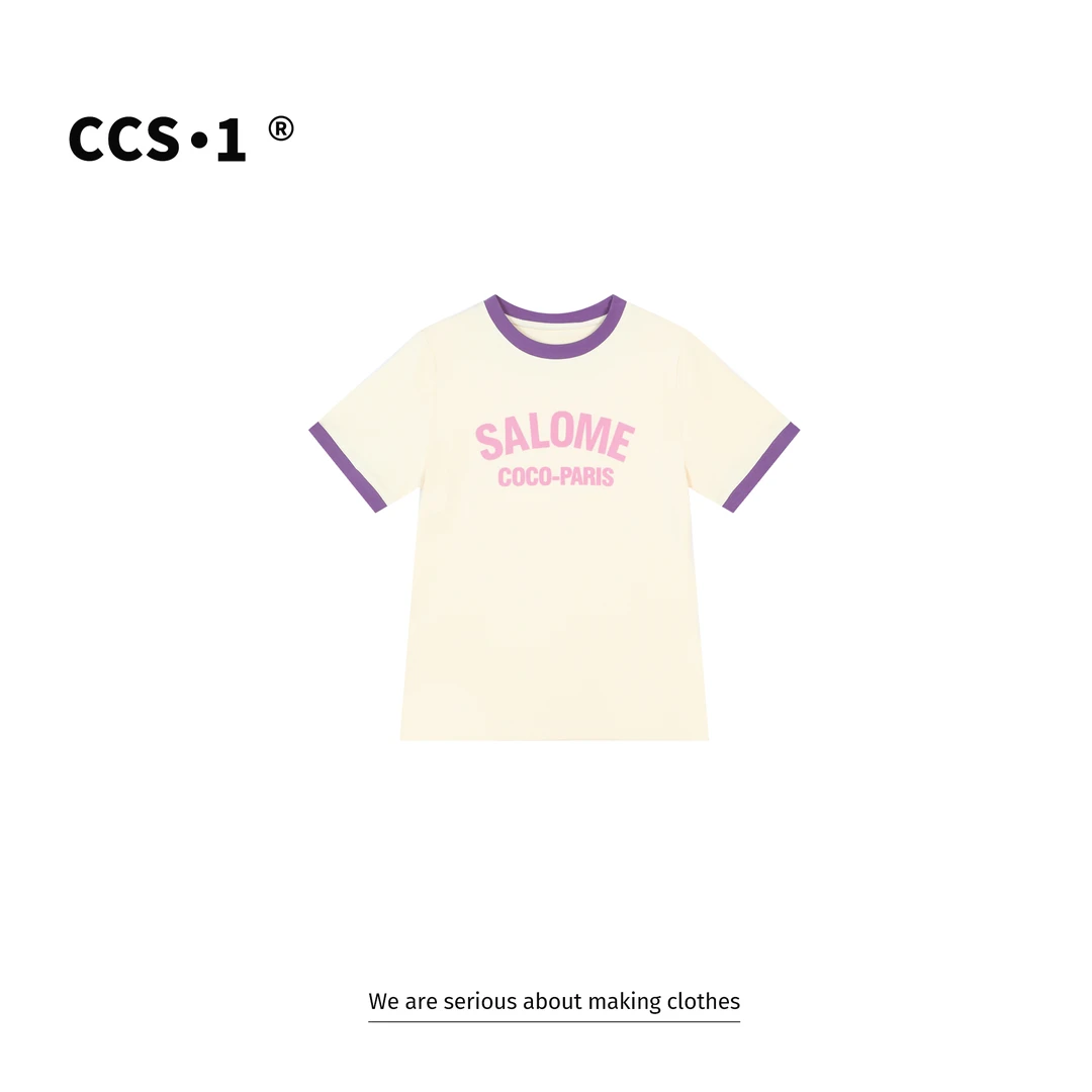 LEEREDSUN ·  椰奶 夏季圆领撞色字母短袖YY24DX009