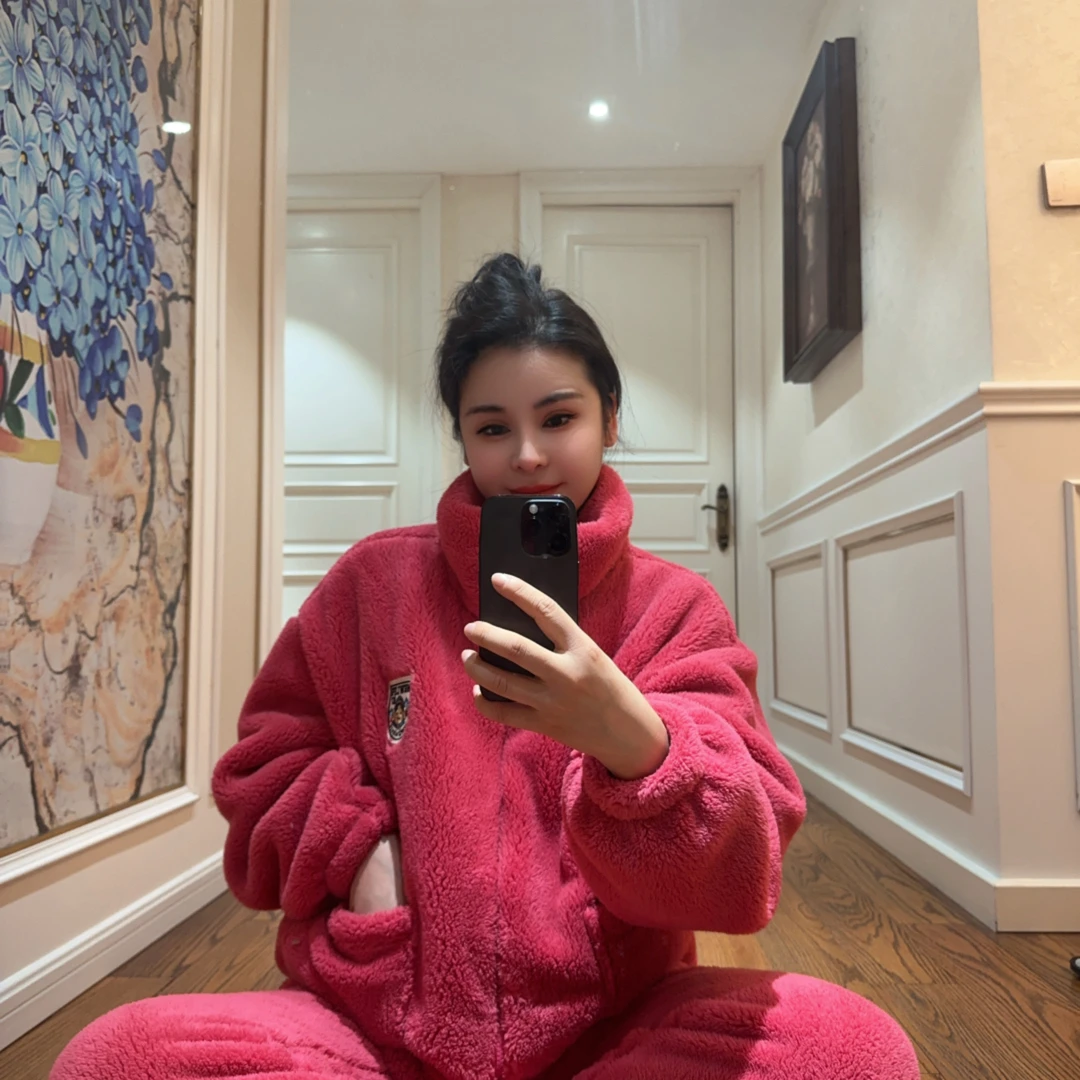 新款双面绒睡衣女家居服套装时尚休闲韩版保暖可外穿冬季2024