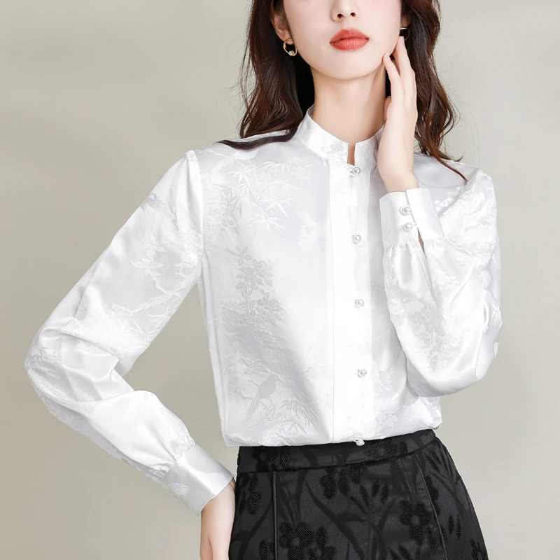 高级感新中式国风2024早春新品立领简约小众百搭显瘦气质衬衫上衣